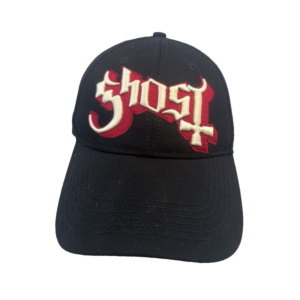 Ghost Snapback Hat,  Black/One Size, Embroidered, Adjustable, 6 Panel